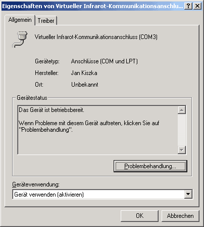 Bild von dem virtuellem IrDA-Port